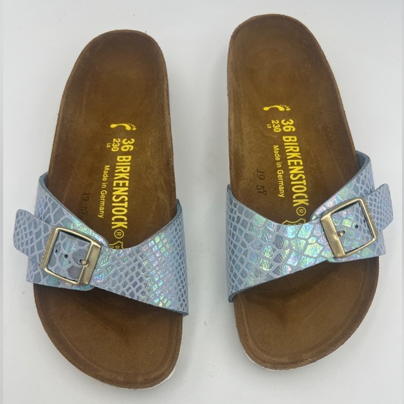 Birkenstock Women’s Arizona Sandal Sky Blue Shiny Snake Sky Size 36 (230) NEW - Picture 10 of 10